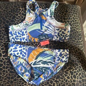 Maaji Tropical Print Kids Bikini - Blue, Orange, Green